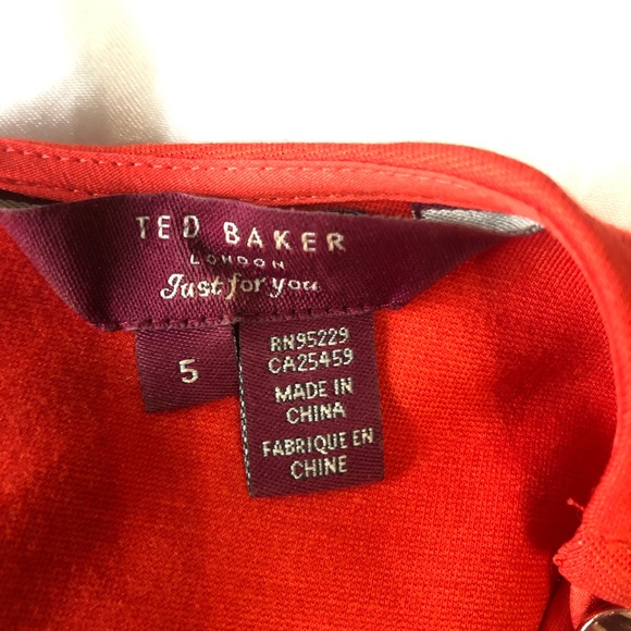 Ted Baker Orange Bolty Side Draped Sheath Dress 14 - Picture 12 of 15